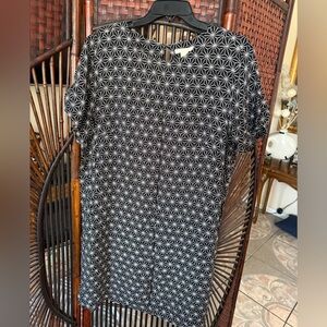 Black and white silk t shirt style dress